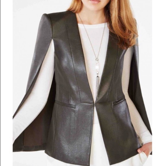 faux leather cape blazer